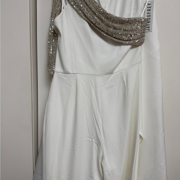 NWT | JayGodfrey White One-Shoulder Jumpsuit with removable skirt Size 0 - Picture 5 of 10
